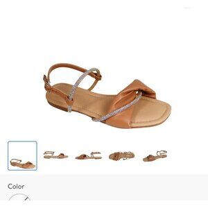 Fifth & Luxe women's rhinestone twist flat sandal NWT